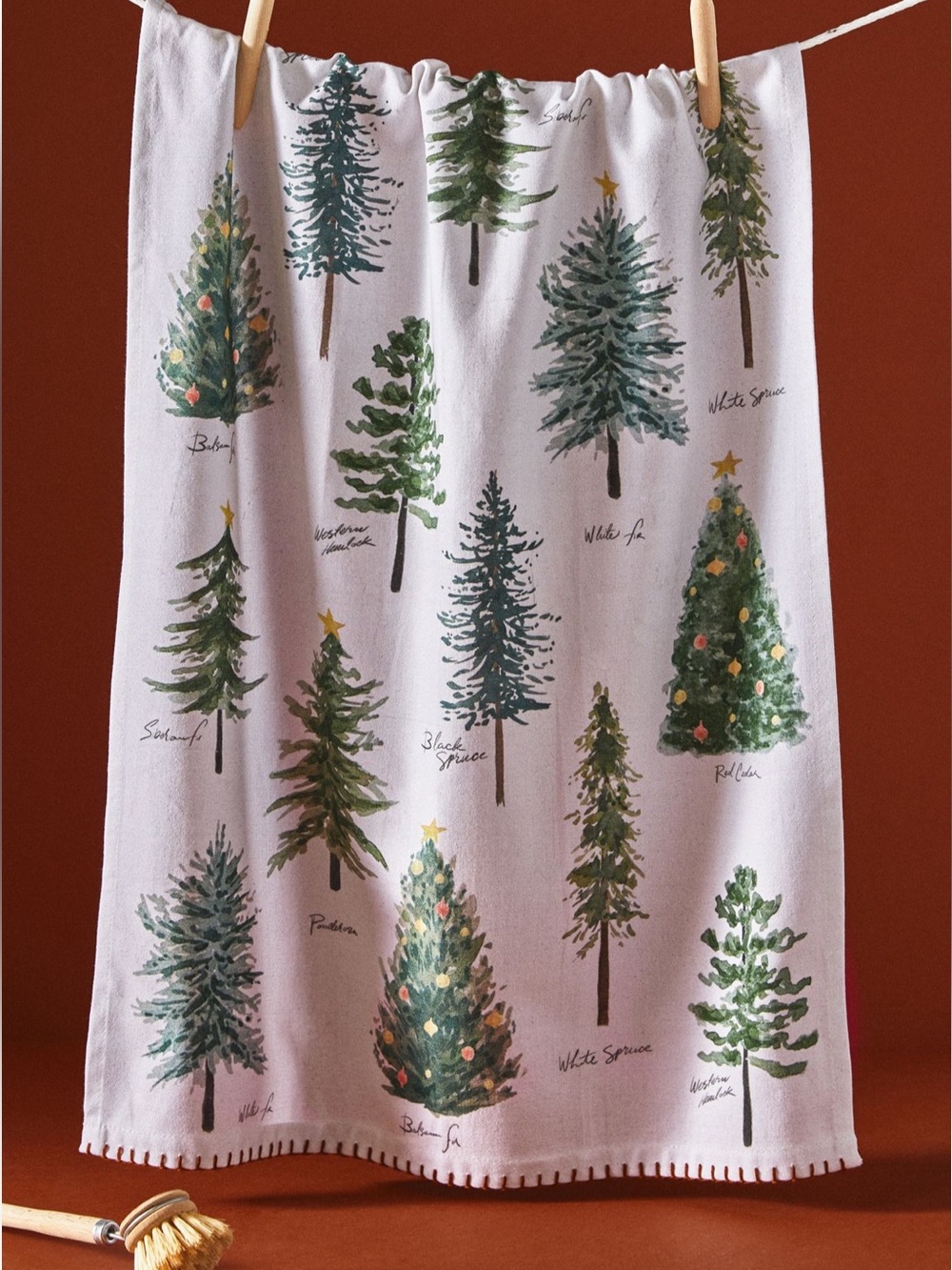Anthropologie Holiday Tree Dish Towel